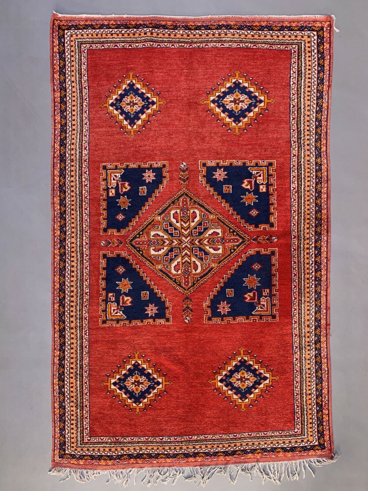 Vintage Moroccan Rug 320x201 cm Tazenacht Berber Atlas, Tribal Red, Blue Large