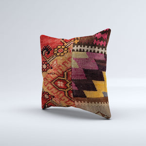Vintage Turkish Kilim Cushion Cover 40x40 cm Square Wool Kelim Pillowcase  40803