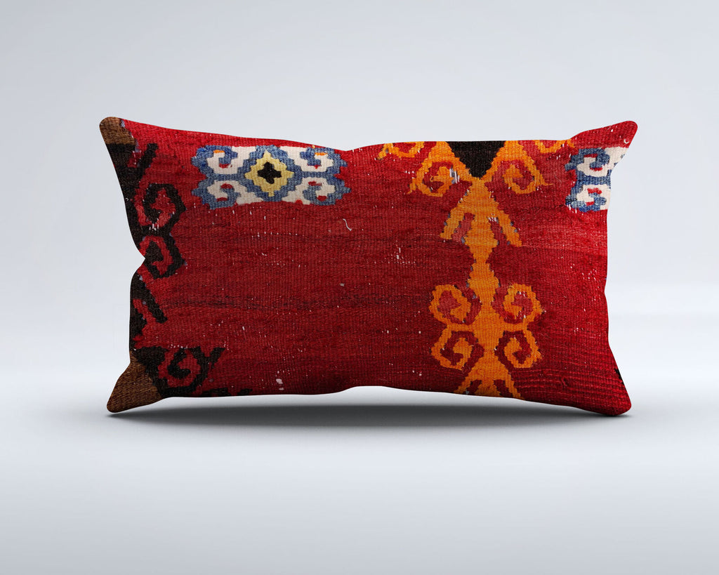 Vintage Turkish Kilim Cushion Cover 30x50 cm Lumbar Wool Kelim Pillowcase 35292