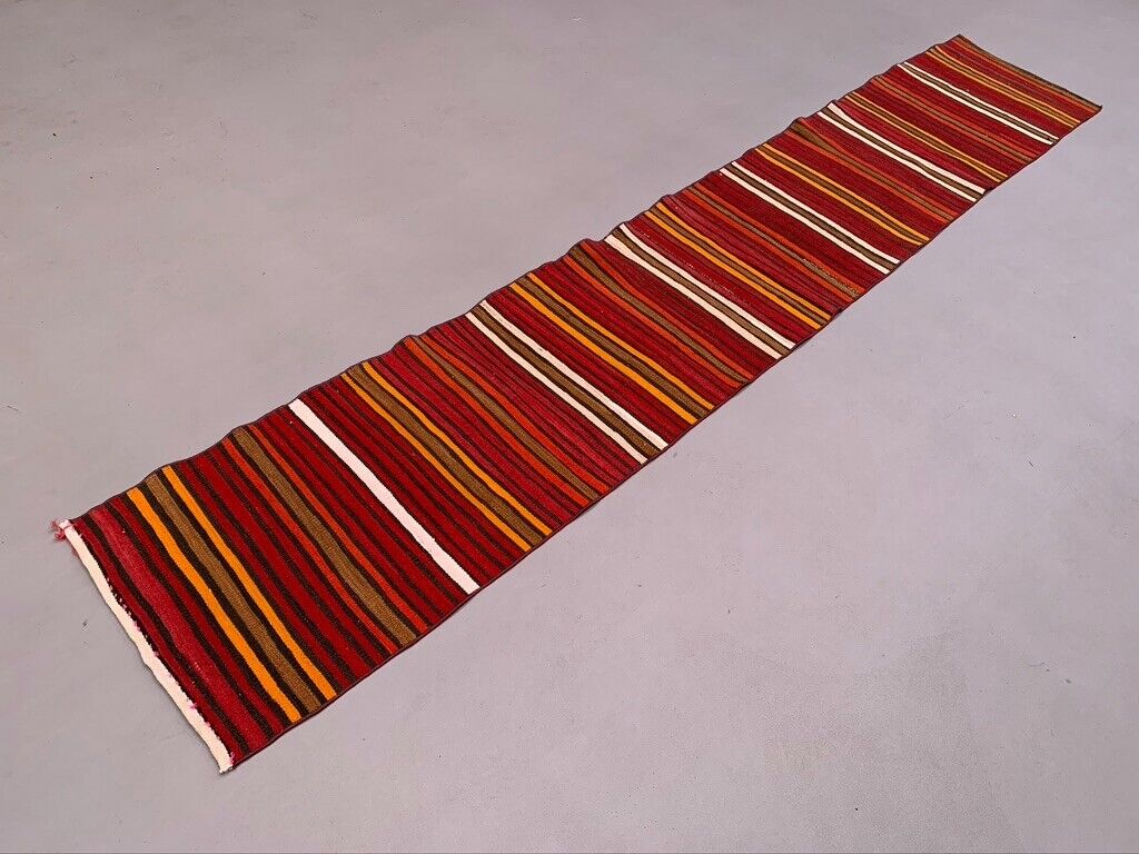Old Turkish narrow Kilim Runner 324x57 cm shabby chic, vintage kelim