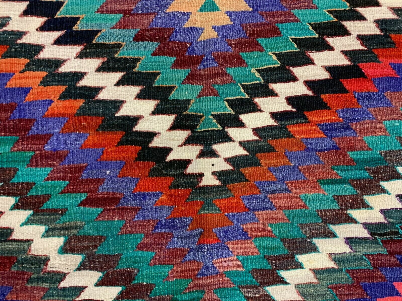 Vintage Turkish Kilim 270x150 cm wool Kelim rug Large, Purple, Red, Black, Blue