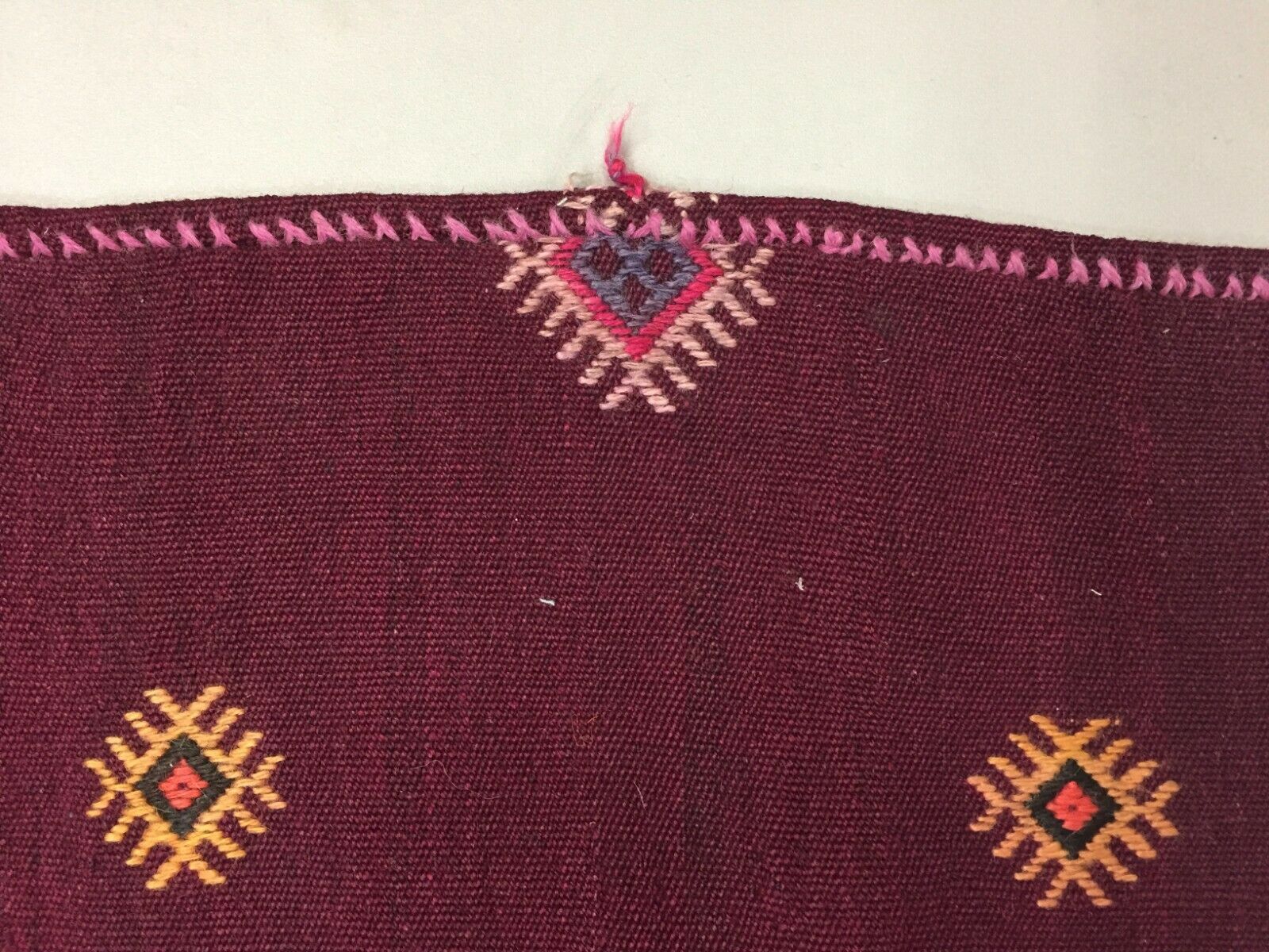 Small Vintage Turkish Kilim 125x90 cm Tribal Kelim Rug, Red, Maroon Purple