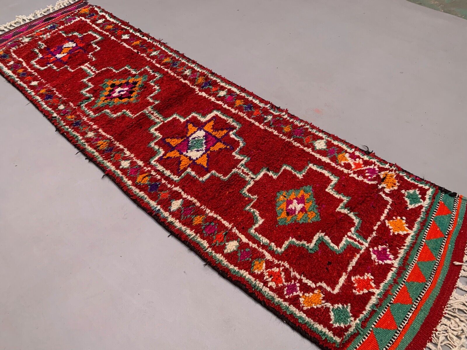 Vintage Turkish  Tribal Runner 330x90 cm veg dye wool rug tribal, handmade