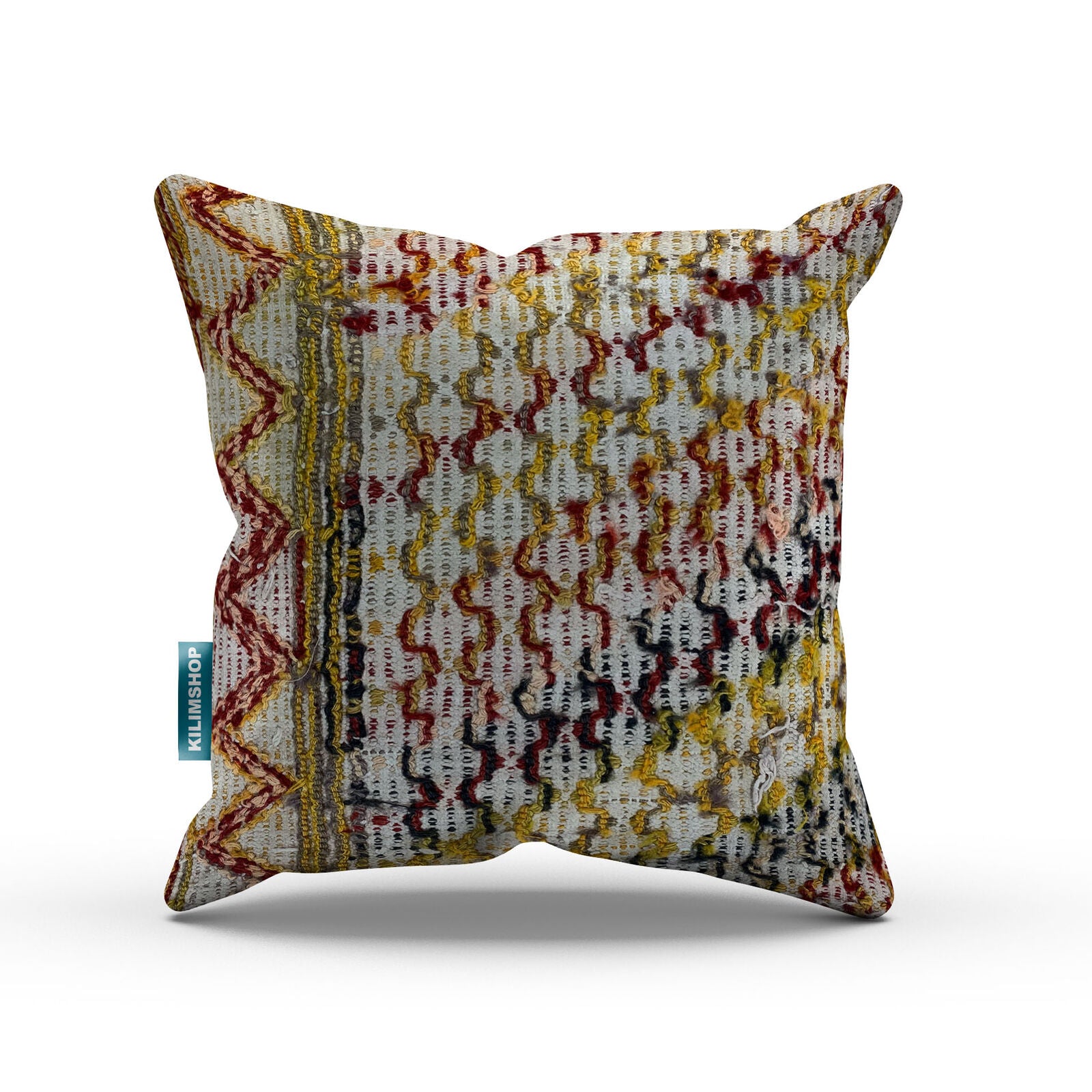 Vintage Kilim Cushion Cover 40x40 cm Square Wool Kelim Pillow Moroccan Decor