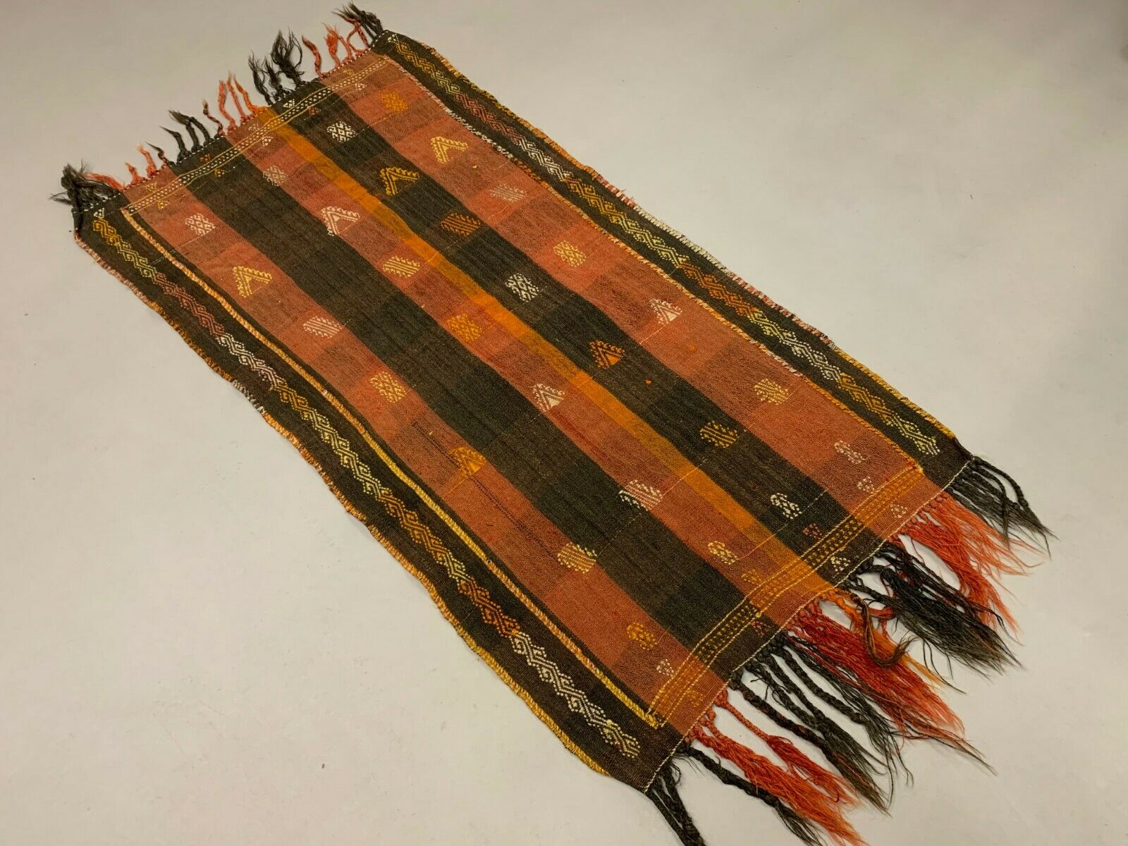 Old Turkish Kilim Runner 160x80 cm, shabby chic, vintage kelim Brown Terracota