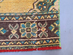 Distressed Turkish Runner 350x81 cm wool Vintage Tribal Rug