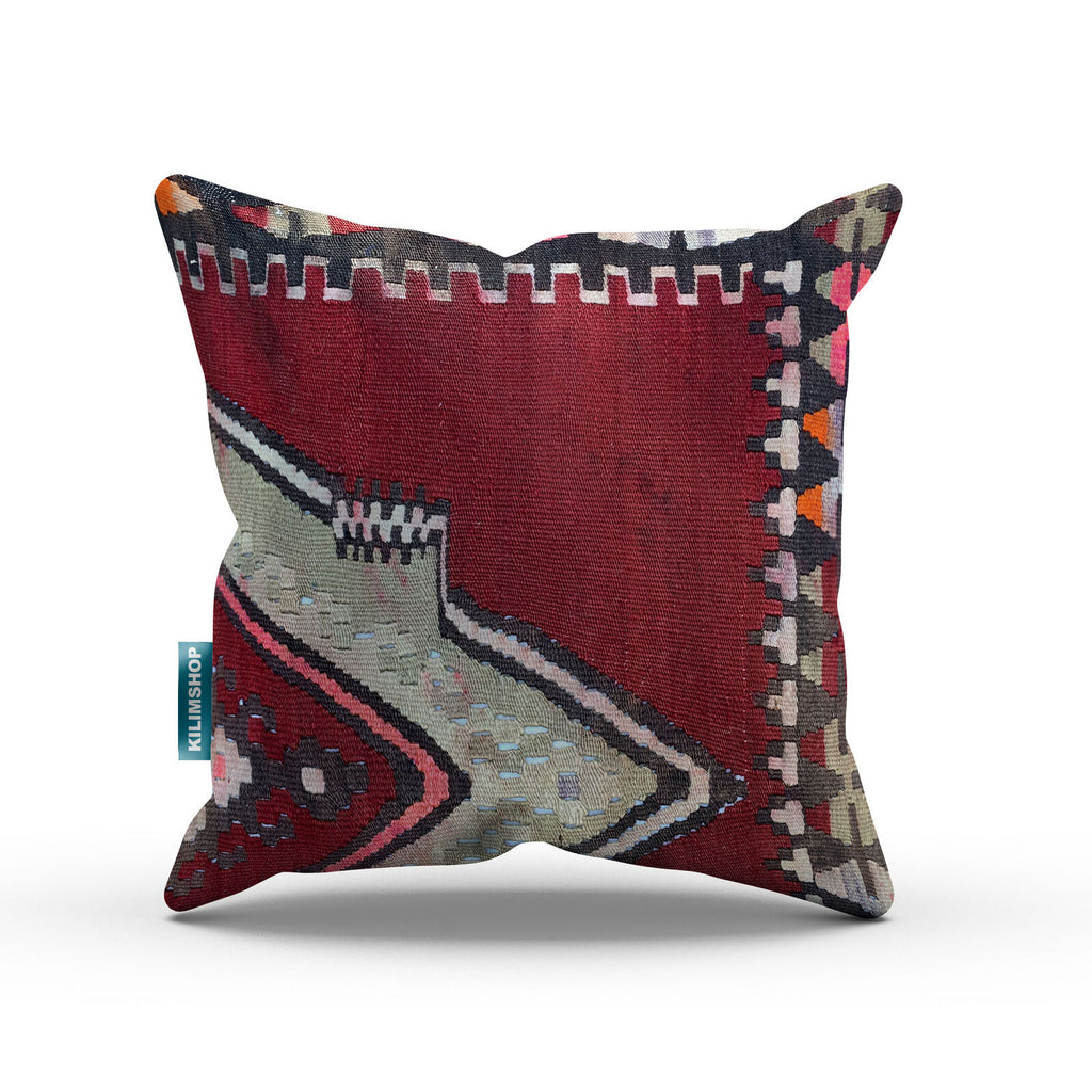 Turkish Kilim Cushion Cover 60x60 cm Square Wool Kelim Pillow Moroccan  66380