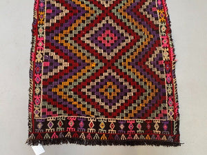 Vintage Turkish Mini Kilim 90x66 cm Wool Small Kelim Runner, shabby Chic