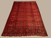 Vintage Afghan Turkoman village Rug 360x240 cm, Red, Black Tribal Large