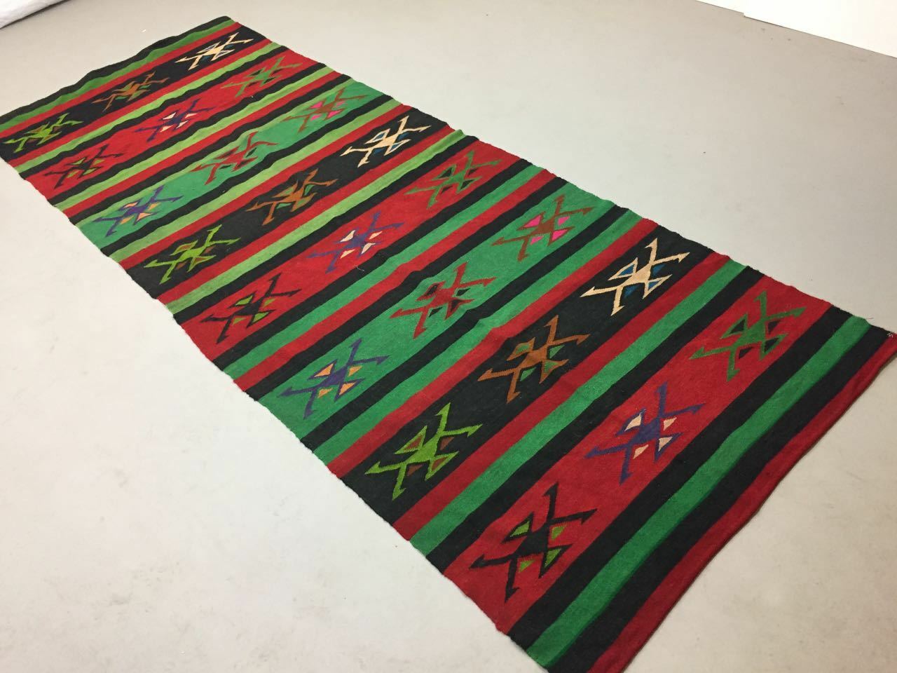 Turkish Moroccan Kilim Rug shabby vintage old wool Kelim 294x116 cm  Large green Antiques:Carpets & Rugs kilimshop.myshopify.com