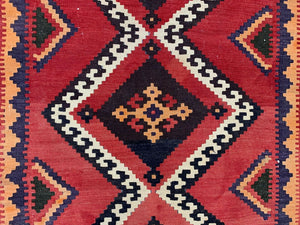 Vintage Lori Kilim 275x135 cm Wool Kelim Rug Large Red, Orange, Black, Colorful