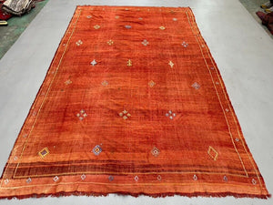 Vintage Moroccan Vegan Silk/Wool Berber Kilim 365x216 cm X Large Kelim Rug