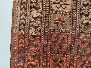 Vintage Afghan Turkoman village Rug 170x112 cm, Red, Black Tribal Medium