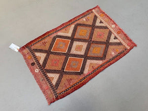 Vintage Turkish Mini Kilim 79x52 cm Wool Small Kelim Runner, shabby Chic