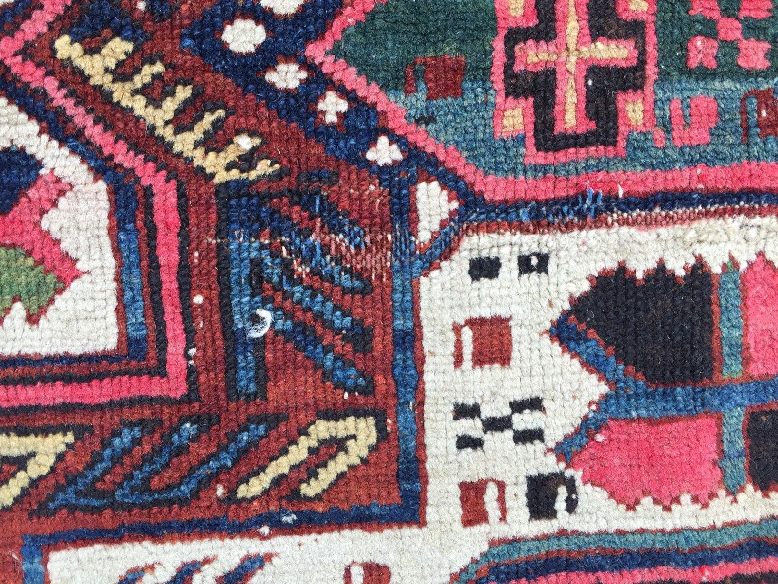 Old Kazak Rug Wool Oriental HandMade 140x105cm vintage carpet Turkish Persian Antiques:Carpets & Rugs kilimshop.myshopify.com