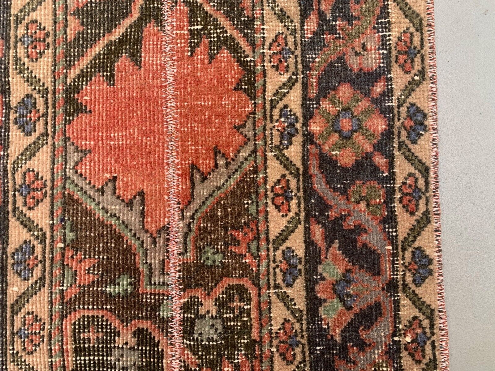 Distressed Turkish Narrow Runner 397x59 cm wool Vintage Tribal Rug