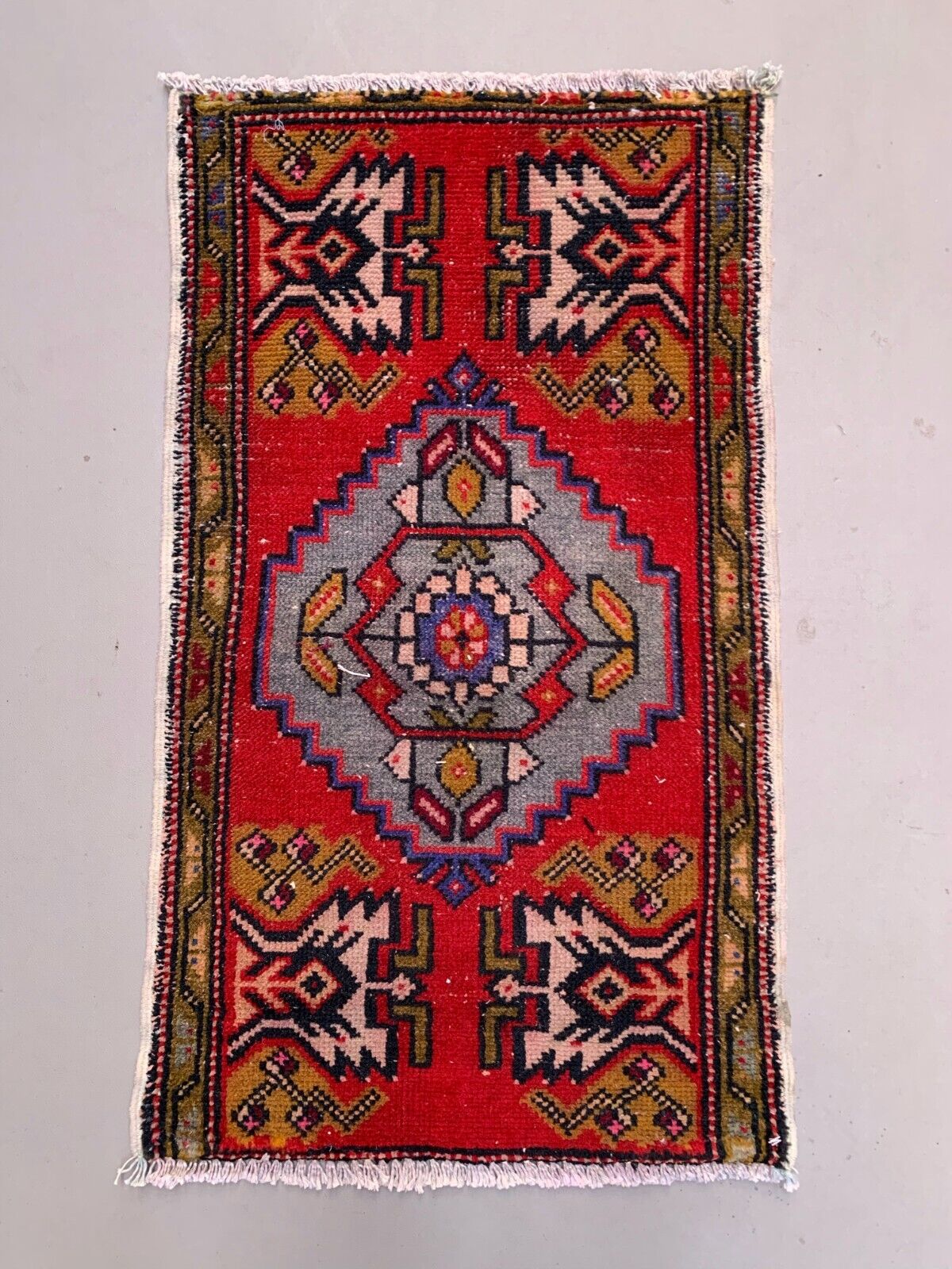 Small Vintage Turkish Rug 95x55 cm, Short Runner, Tribal, Shabby Chic