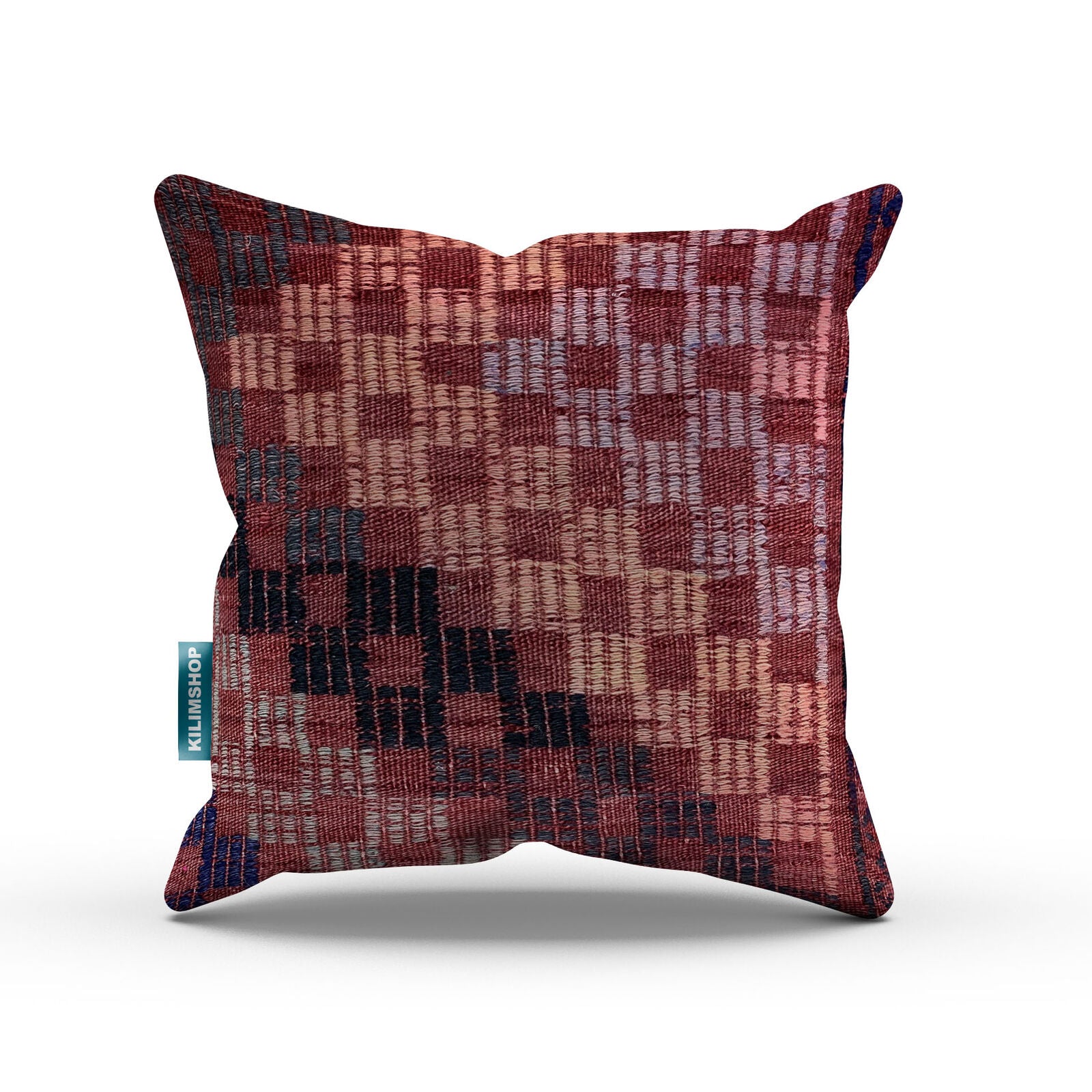 Vintage Kilim Cushion Cover 40x40 cm Square Wool Kelim Pillow Moroccan Decor