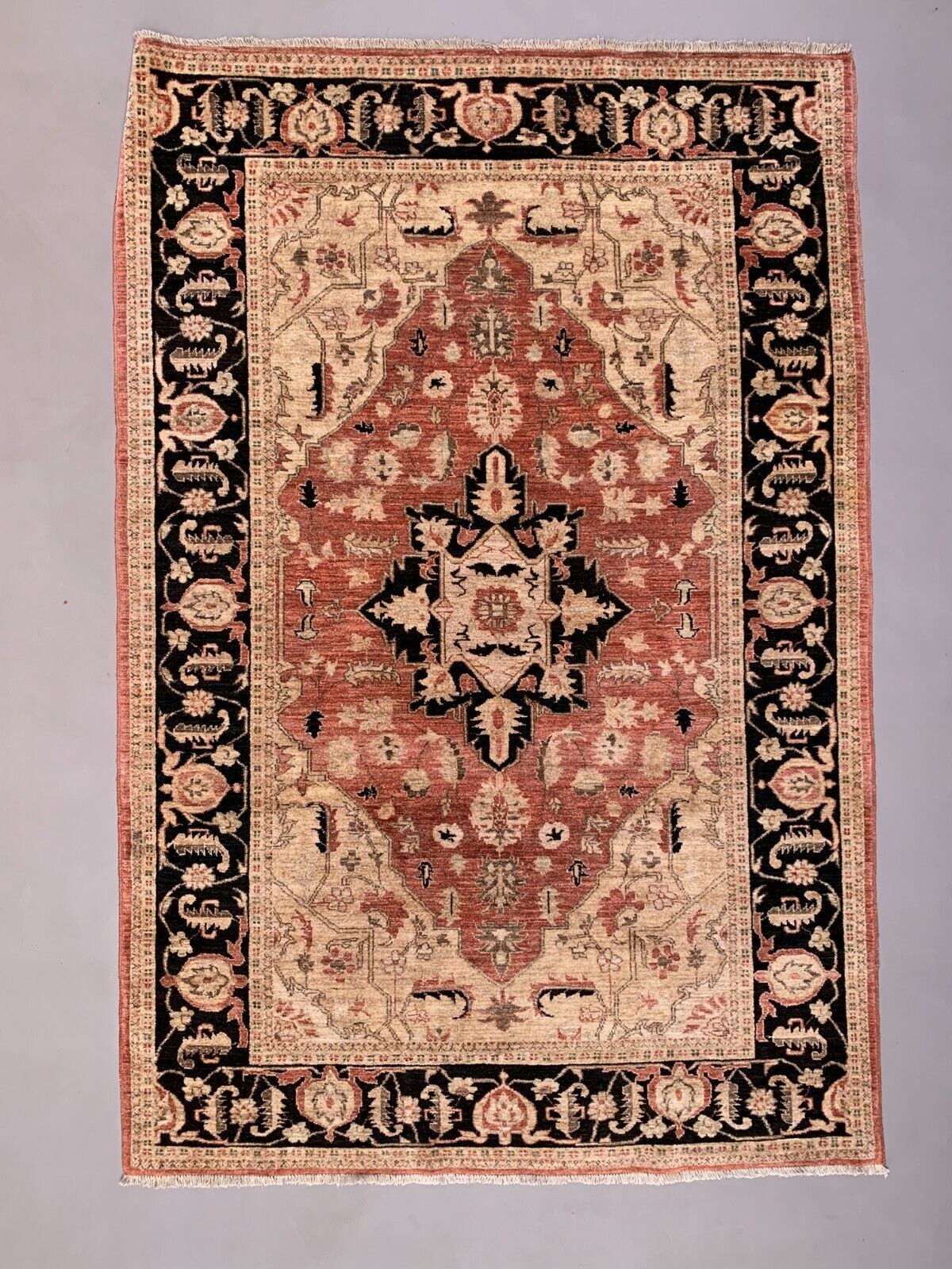Fine Afghan Wool Ziegler Rug 276x184 cm Handmade Chobi Red, Beige Black, Large