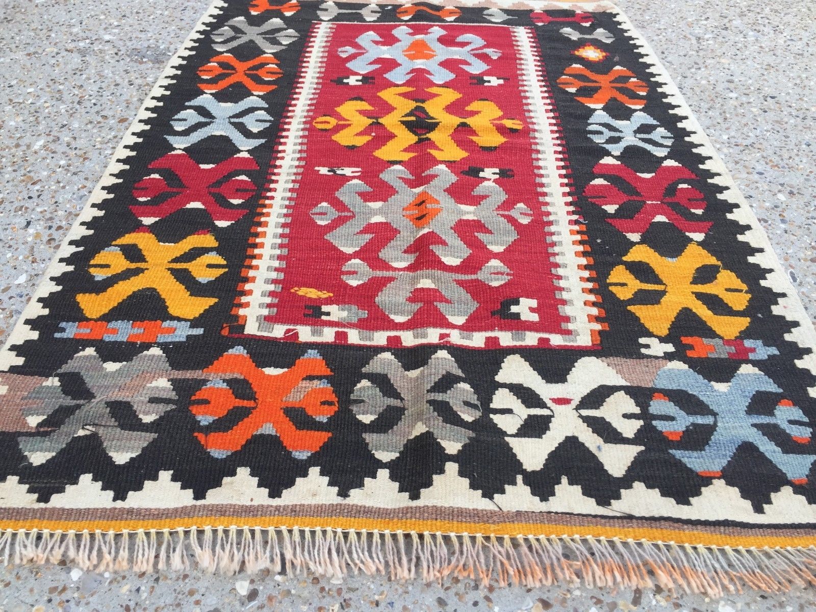 Antique Turkish Kilim Rug shabby vintage old wool country home Kelim 120x79cm Antiques:Carpets & Rugs kilimshop.myshopify.com