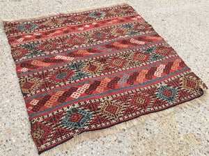 Antique Turkish Kilim Rug shabby vintage old wool country home Kelim 95x93cm Antiques:Carpets & Rugs kilimshop.myshopify.com