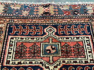 Vintage Karacah Rug 182x114 cm, medium, Tribal oriental Carpet  Red Navy Blue
