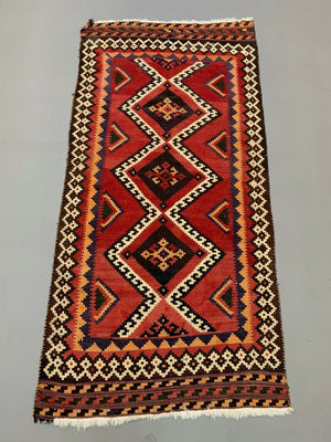 Vintage Lori Kilim 275x135 cm Wool Kelim Rug Large Red, Orange, Black, Colorful