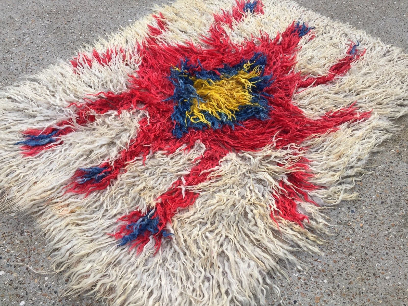 Antique Turkish Shabby Wool Rug 160x120cm country house chic, shaggy, shag pile Antiques:Carpets & Rugs kilimshop.myshopify.com