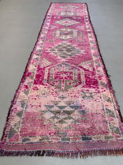 Vintage Turkish  Tribal Runner 355x90 cm veg dye wool rug tribal, handmade