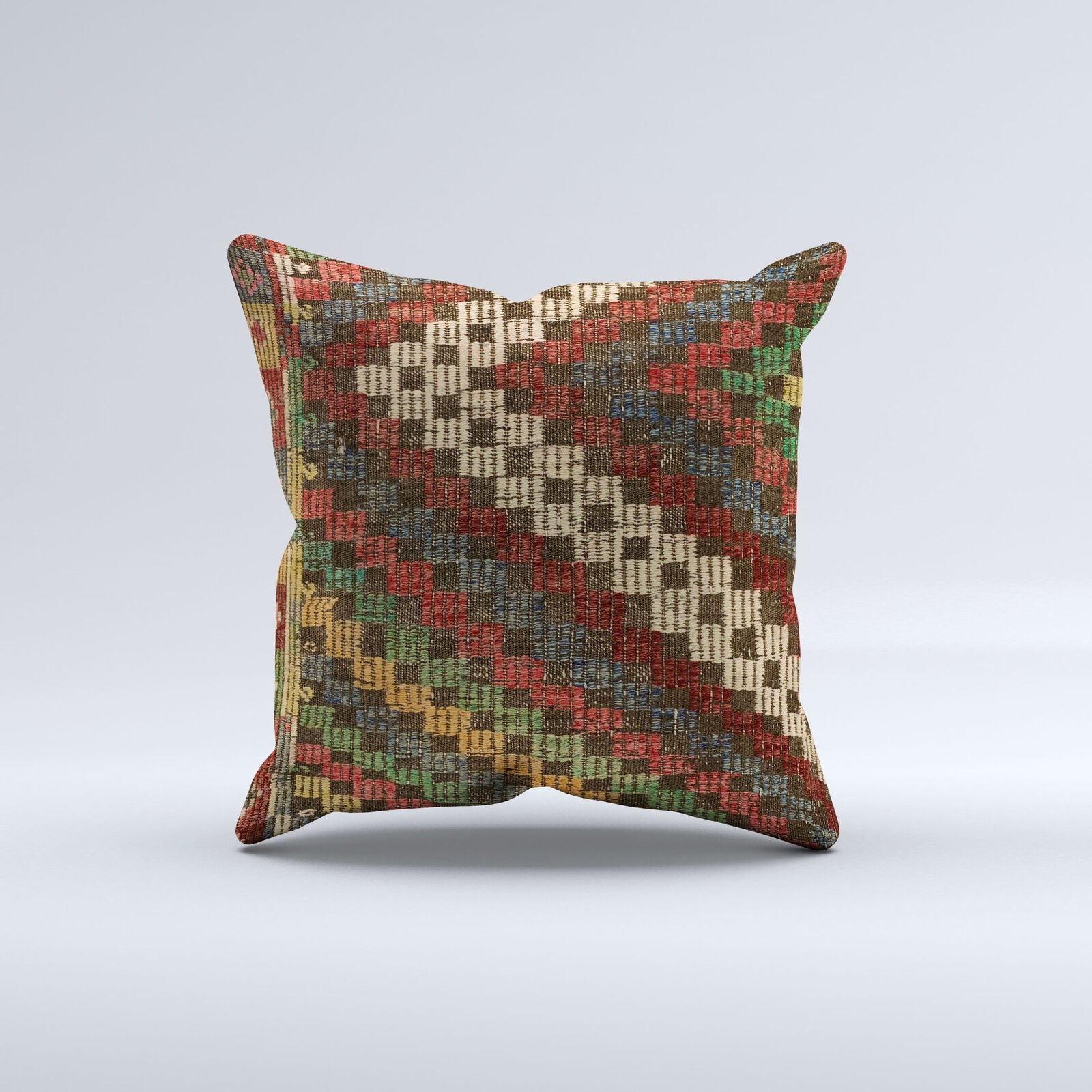 Vintage Turkish Kilim Cushion Cover 60x60 cm Square Wool Kelim Pillowcase 66419