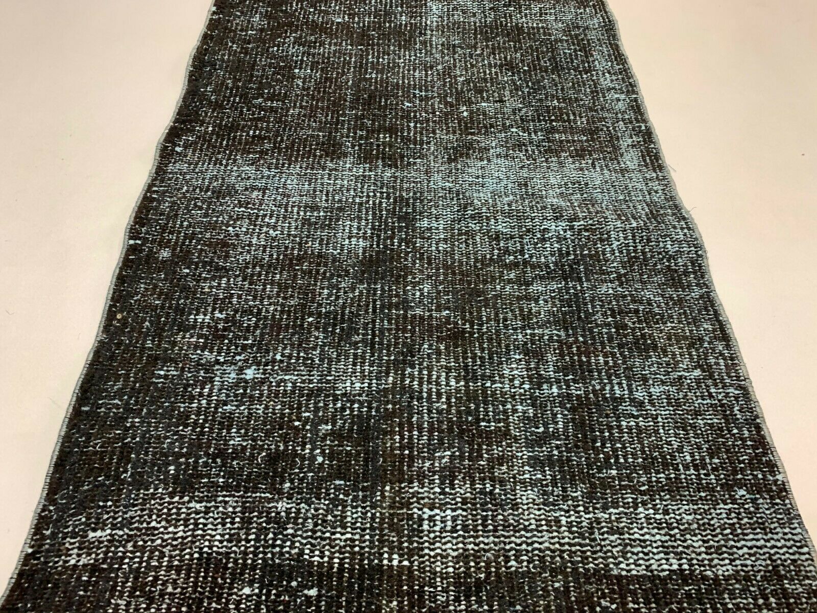 Distressed Turkish Runner 293x62 cm wool Vintage rug, Overdyed Black kilimshop.myshopify.com
