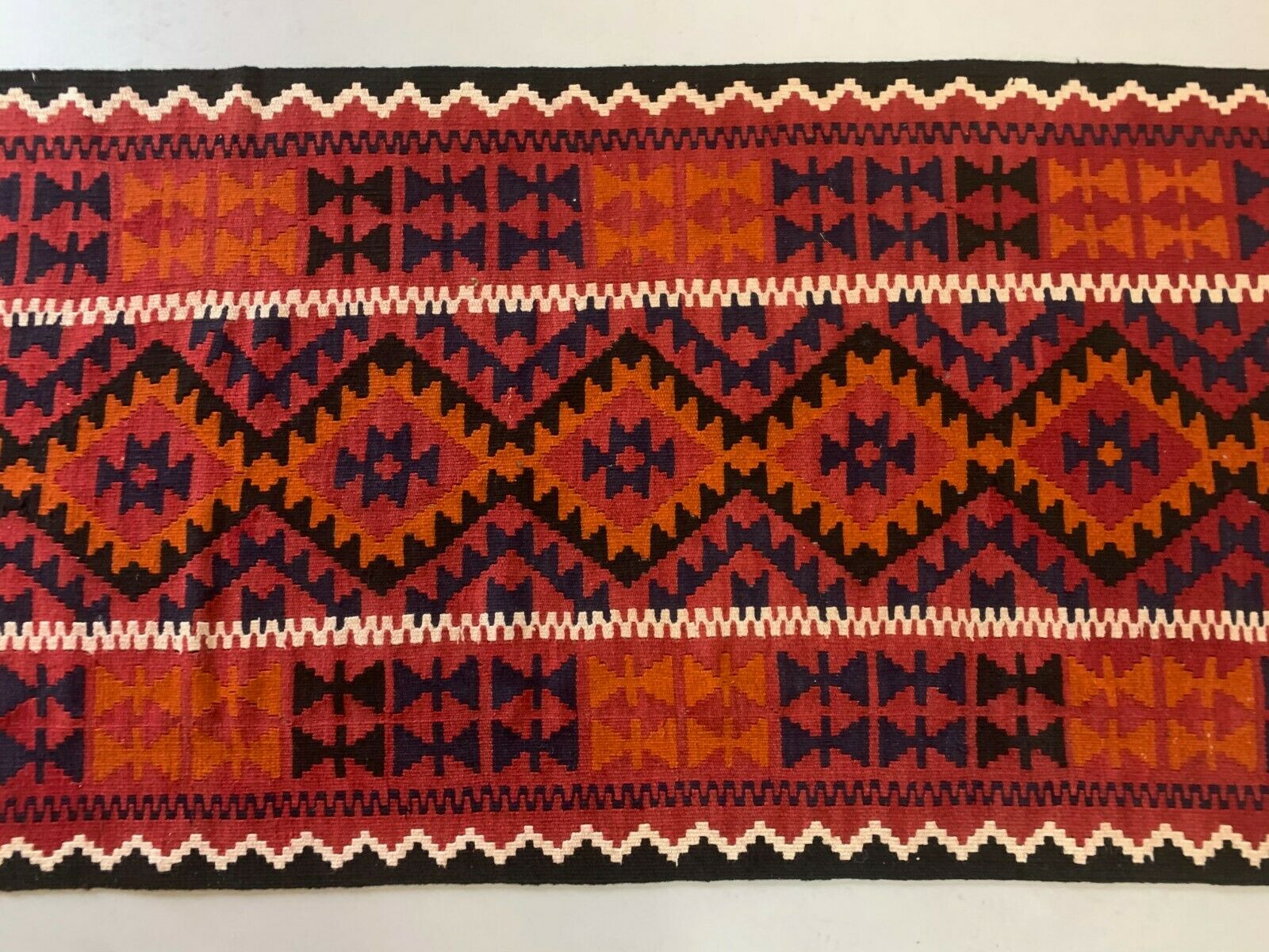 Afghan narrow Kilim Runner 384x94 cm, shabby chic, vintage decor kelim rug kilimshop.myshopify.com