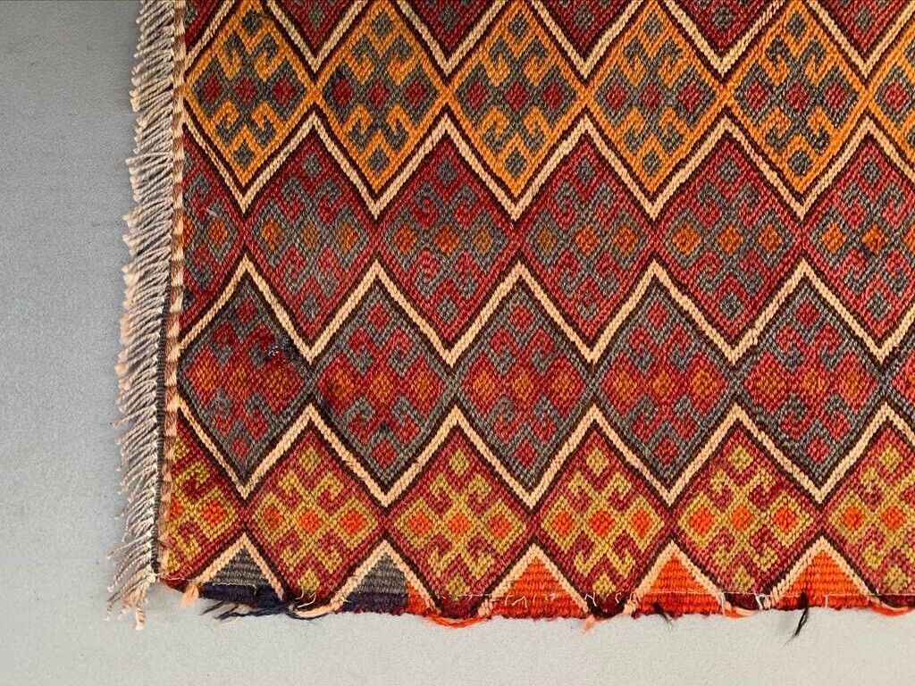 Vintage Turkish Mini Kilim 87x54 cm Wool Small Kelim Runner, shabby Chic