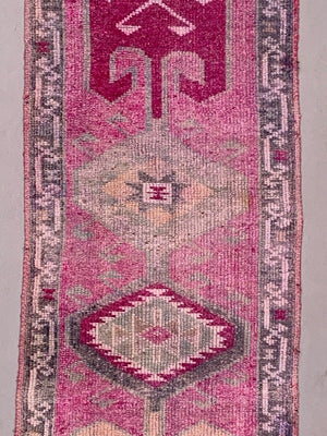 Vintage Turkish  Tribal Runner 350x106 cm veg dye wool rug tribal, handmade