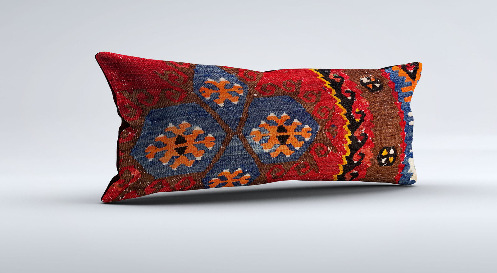Vintage Turkish Kilim Cushion Cover 30x60 cm Lumbar Wool Kelim Pillowcase 36472