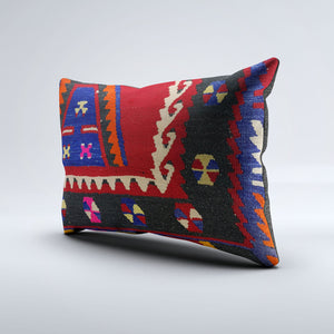 Vintage Turkish Kilim Cushion Cover 60x40 cm Square Wool Kelim Pillowcase 64724