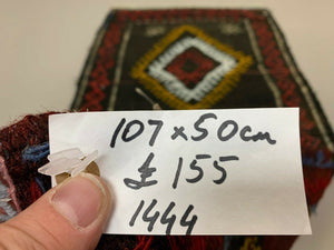 Vintage Turkish Mini Kilim Runner 107x50 cm Small Kelim Rug Red Gold Black kilimshop.myshopify.com