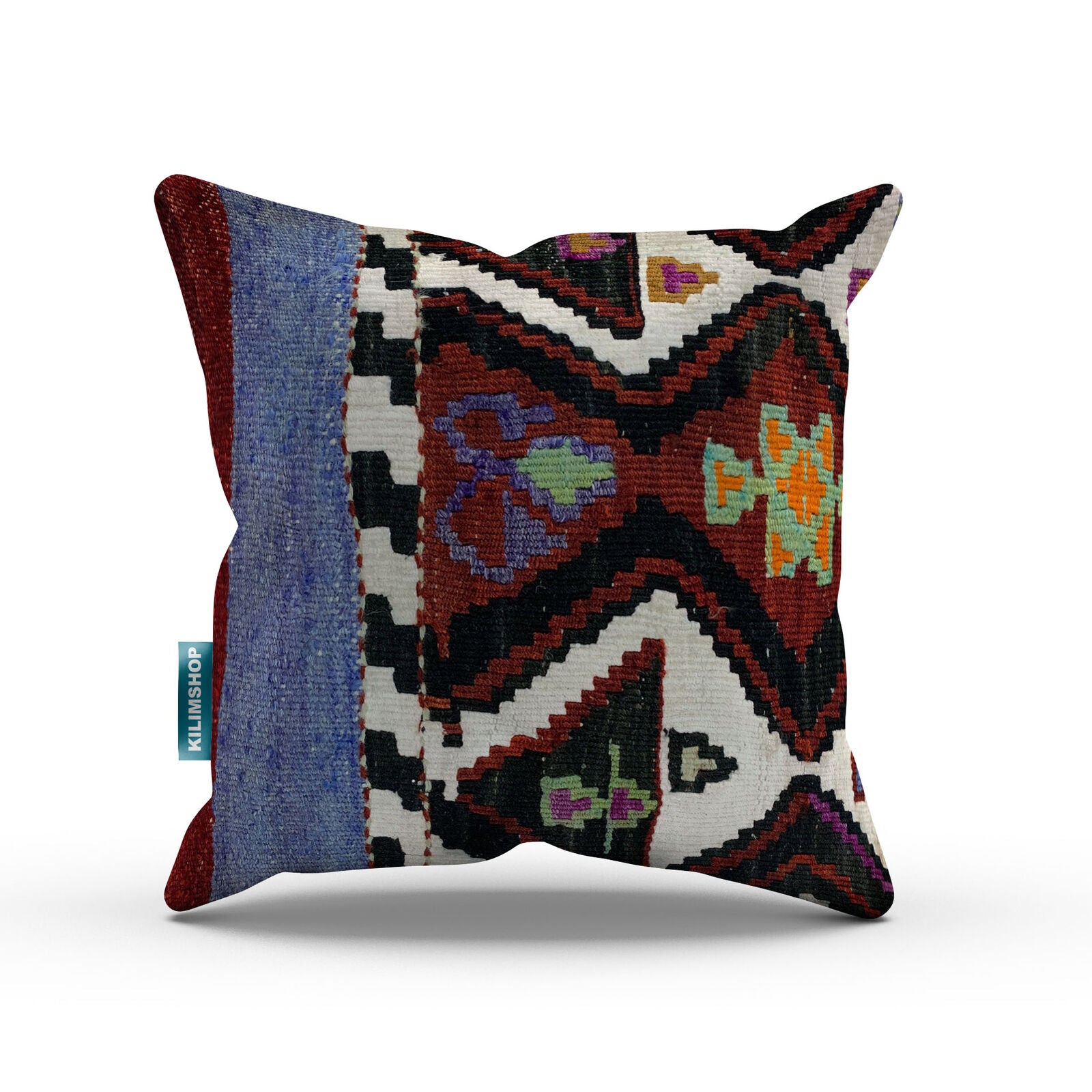 Vintage Kilim Cushion Cover 40x40 cm Square Wool Kelim Pillow Moroccan Decor