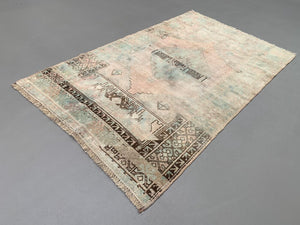 Shabby Turkish Oushak Rug 184x108 cm vintage carpet Ushak Region Medium