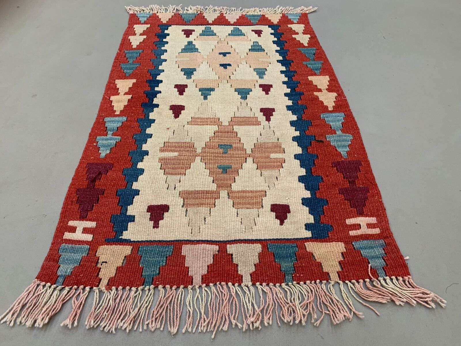 Vintage Turkish Mini Kilim 94x60 cm Wool Small Kelim Runner