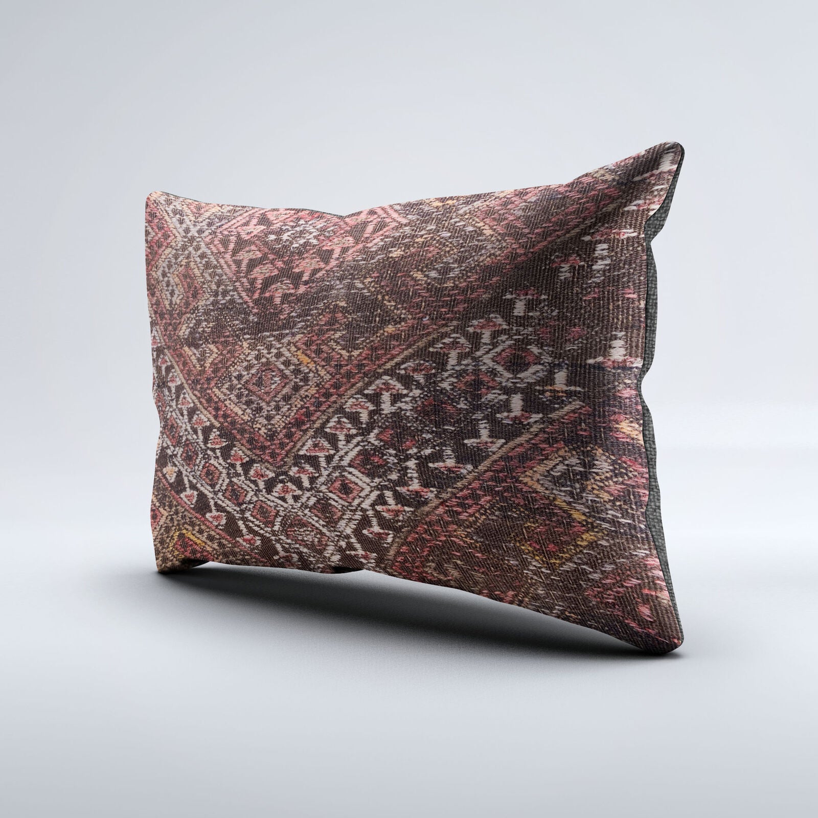 Vintage Turkish Kilim Cushion Cover 60x40 cm Wool Kelim Pillowcase 64668