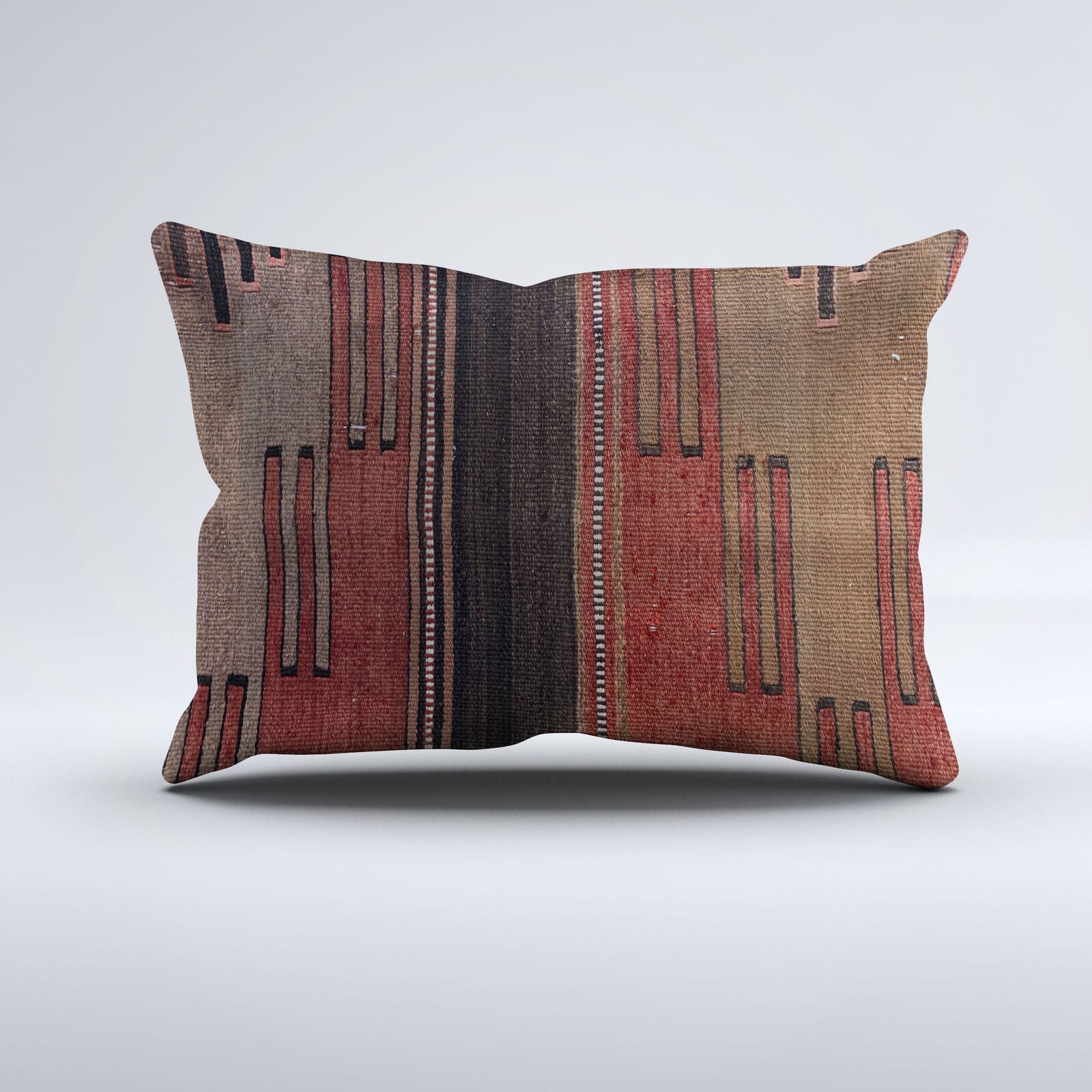 Vintage Turkish Kilim Cushion Cover 60x40 cm Square Wool Kelim Pillowcase 64696