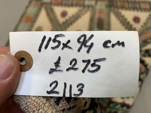 Small Vintage Turkish Kilim Rug 115x94 cm Wool Kelim