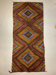 Vintage Turkish Kilim 342x150 cm wool Kelim rug Large, Purple, Red, Black, Blue