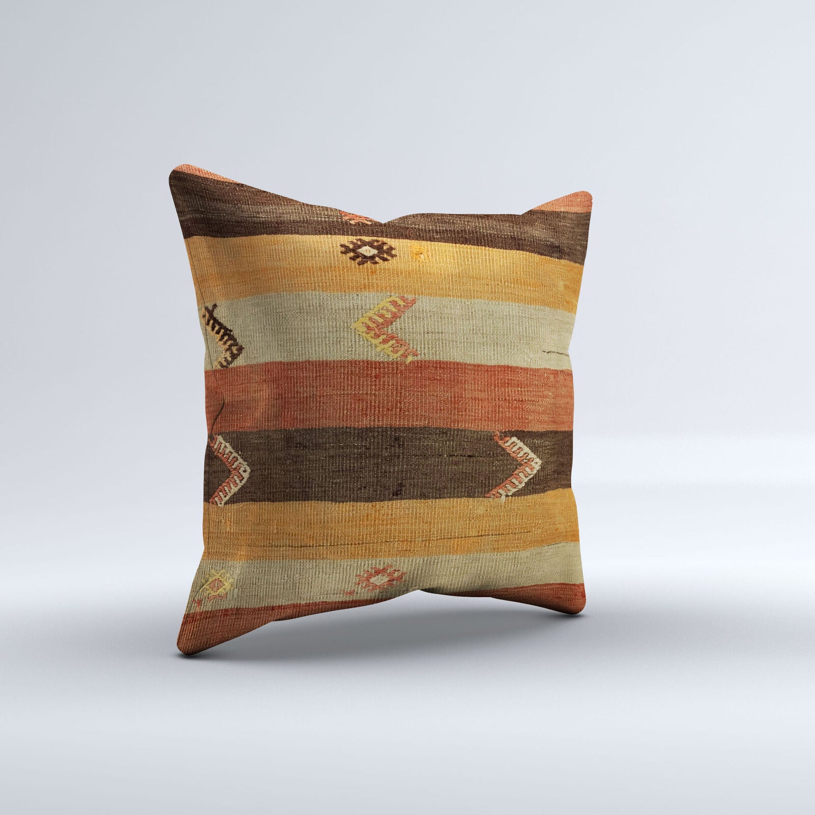 Vintage Turkish Kilim Cushion Cover 60x60 cm Square Wool Kelim Pillowcase 66426