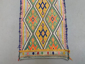 Vintage Turkish Mini Kilim 91x42 cm Wool Small Kelim Runner, shabby Chic