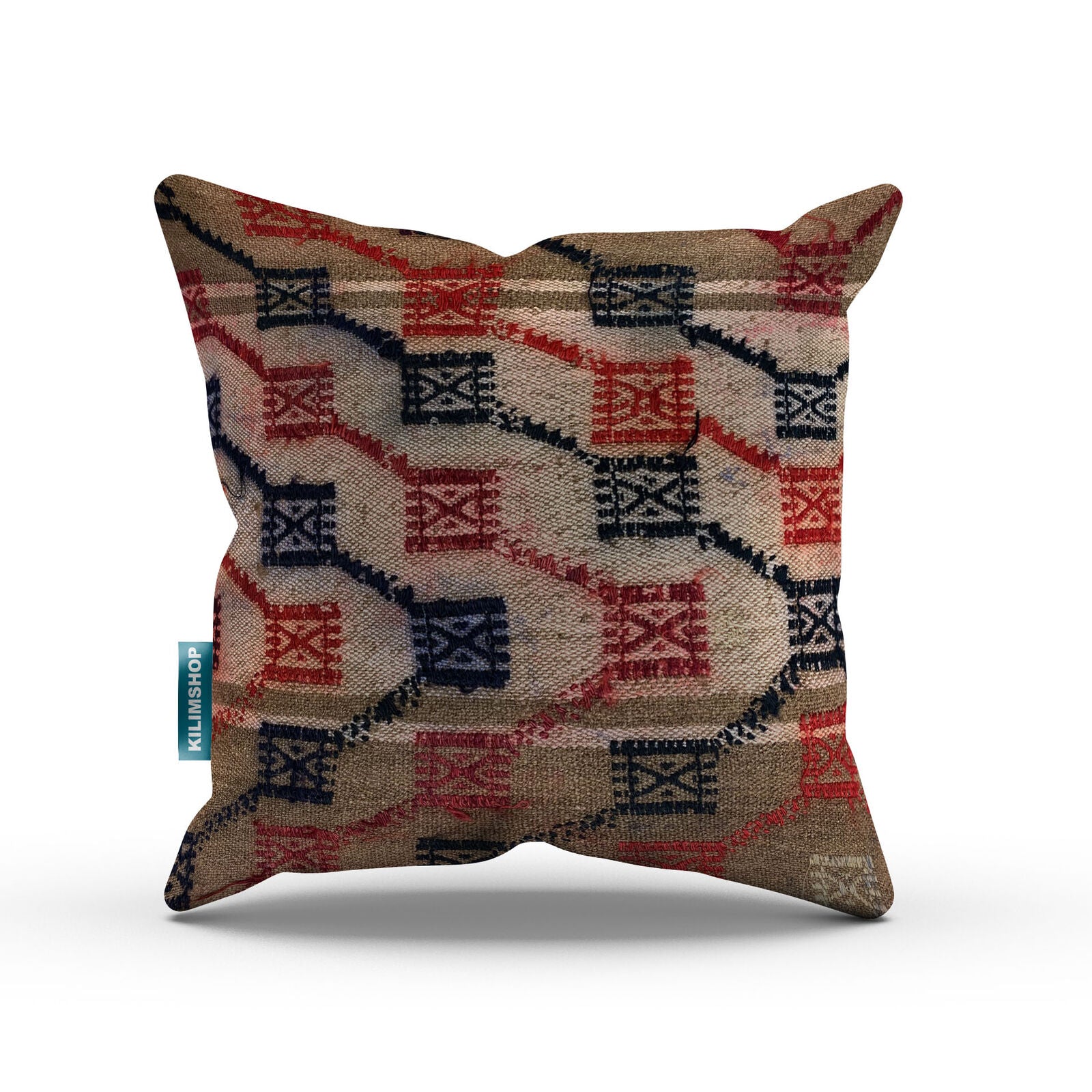 Vintage Kilim Cushion Cover 60x60 cm Square Wool Kelim Pillow Moroccan Decor