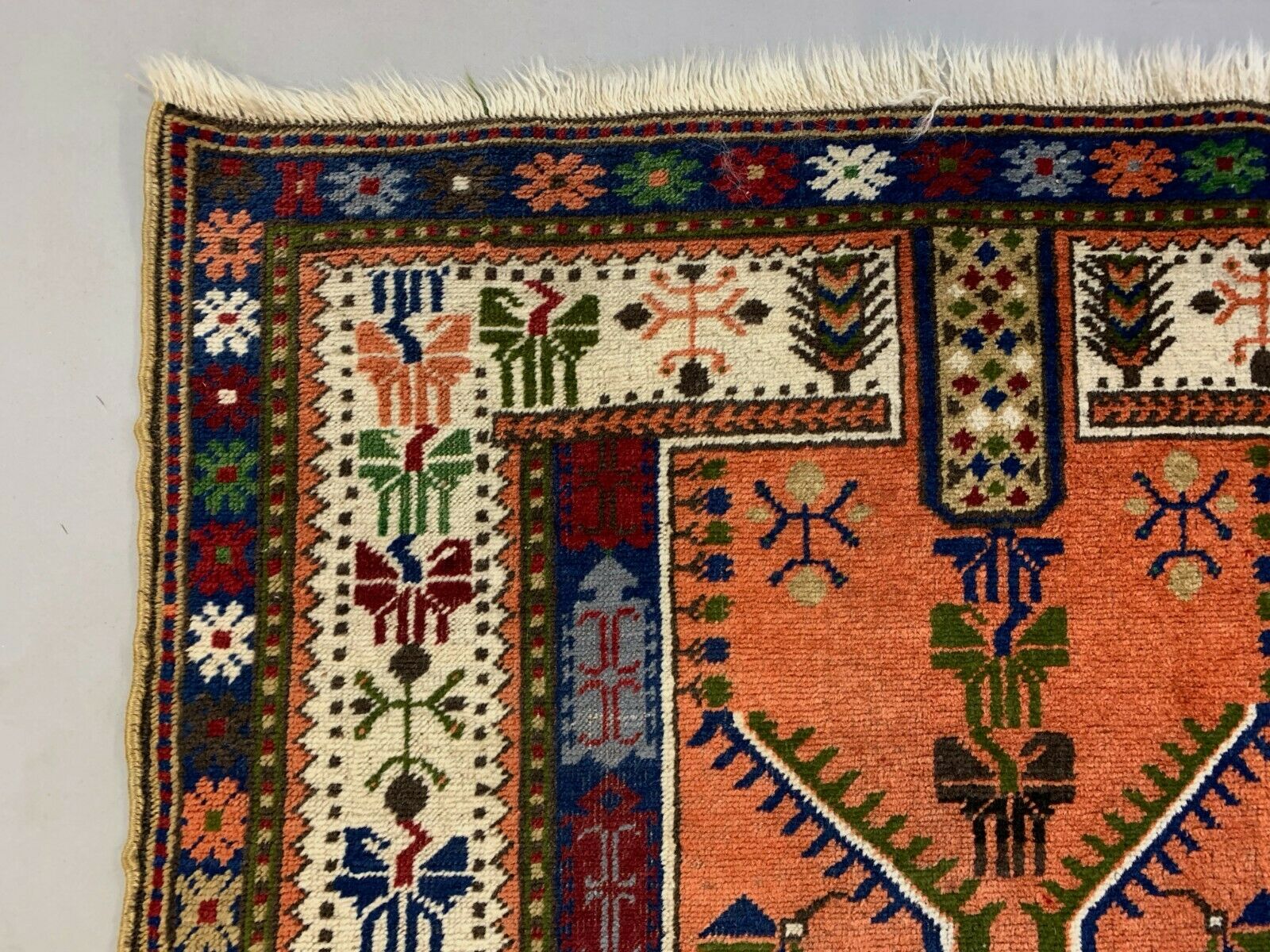 Vintage Turkish Anatolian Rug 190x120 cm, Tribal Boho Red, Blue, Black, Green