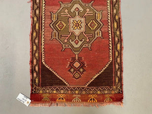 Vintage Turkish Mini Kilim 96x55 cm Wool Small Kelim Runner, shabby Chic