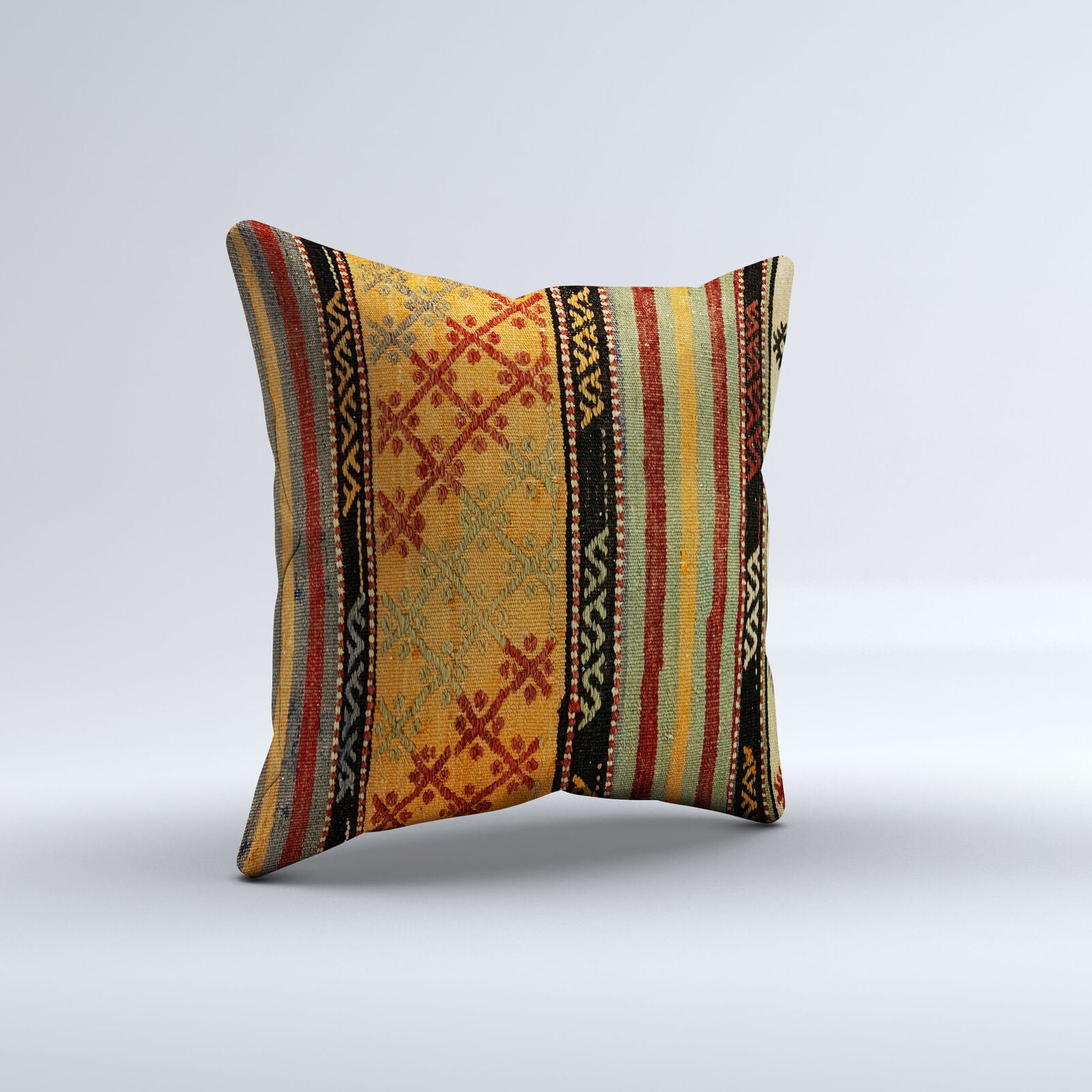 Vintage Turkish Kilim Cushion Cover 60x60 cm Square Wool Kelim Pillowcase 66456